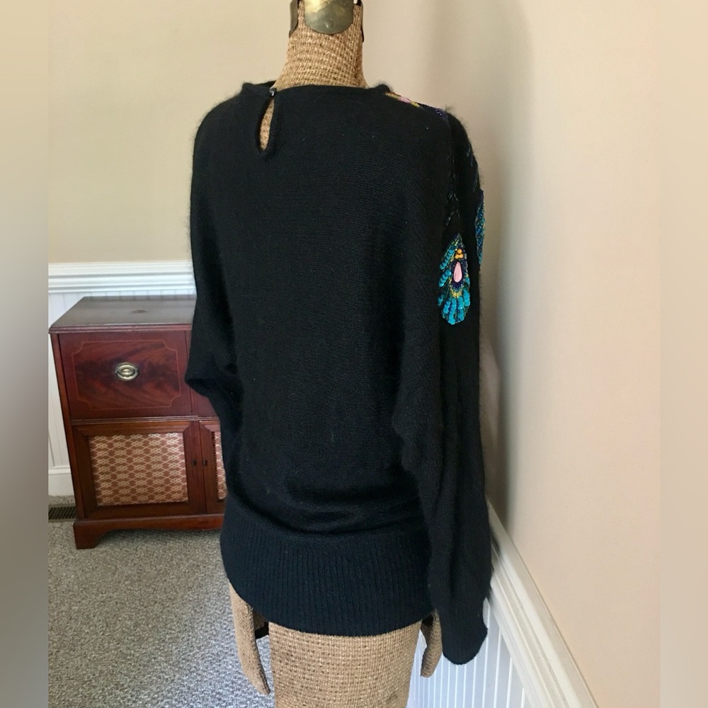 Vintage Sequin & Beaded Cedars Black Knit Dress Sweater Size: M - Picture 10 of 14